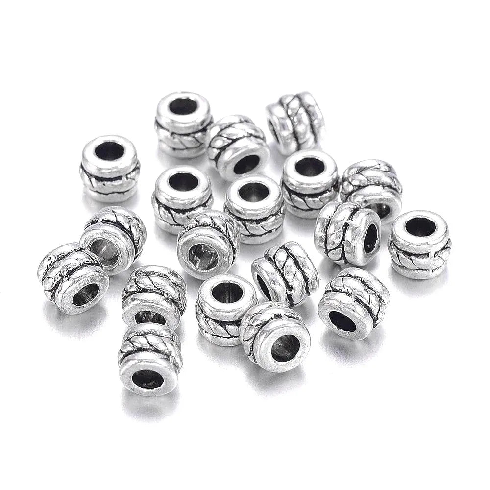 Perles d'espacement tibétaines, sans plomb, sans nickel, sans cadmium, anneau, argent antique, 5 mm x 4 mm, trou : 2,2 mm