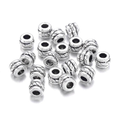 Perles d'espacement tibétaines, sans plomb, sans nickel, sans cadmium, anneau, argent antique, 5 mm x 4 mm, trou : 2,2 mm