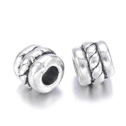 Perles d'espacement tibétaines, sans plomb, sans nickel, sans cadmium, anneau, argent antique, 5 mm x 4 mm, trou : 2,2 mm