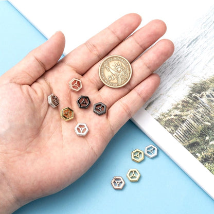 Hexagon Brass Micro Pave Cubic Zirconia Beads