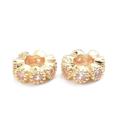 8mm Real 14K Gold Filled Brass Micro Pave Cubic Zirconia Spacer Beads