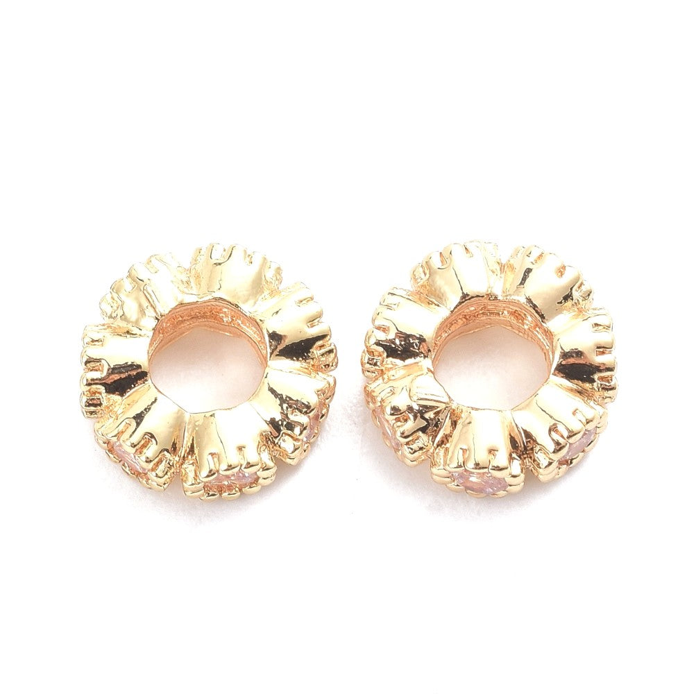 8mm Real 14K Gold Filled Brass Micro Pave Cubic Zirconia Spacer Beads