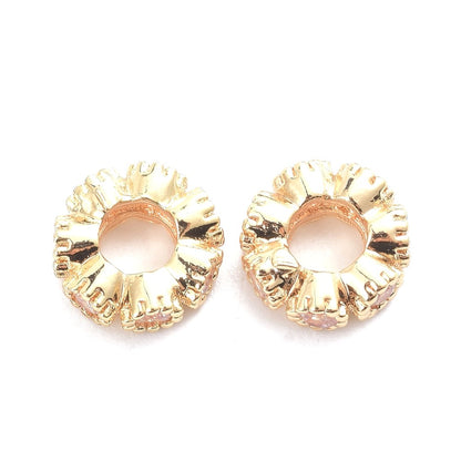 8mm Real 14K Gold Filled Brass Micro Pave Cubic Zirconia Spacer Beads