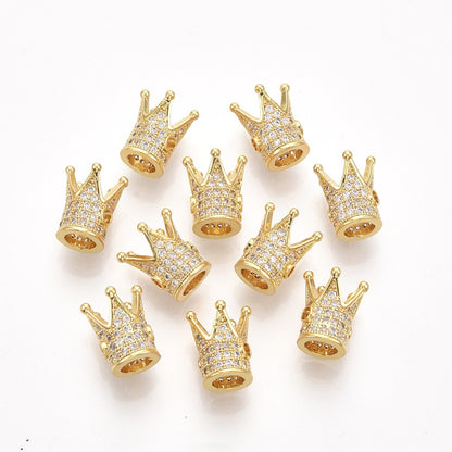 14K Gold-Filled Brass Cubic Zirconia Crown Spacer Beads