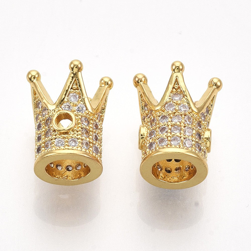 14K Gold-Filled Brass Cubic Zirconia Crown Spacer Beads