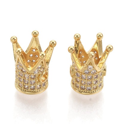 14K Gold-Filled Brass Cubic Zirconia Crown Spacer Beads