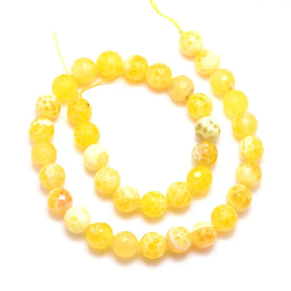 10mm Yellow Natural Fire Agate Faceted, Grade A