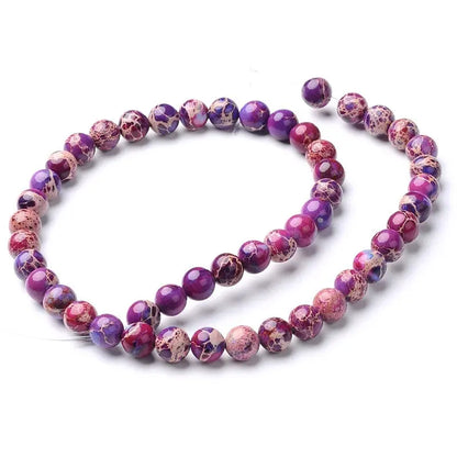 8mm Purple Natural Imperial Jasper Round Gemstones