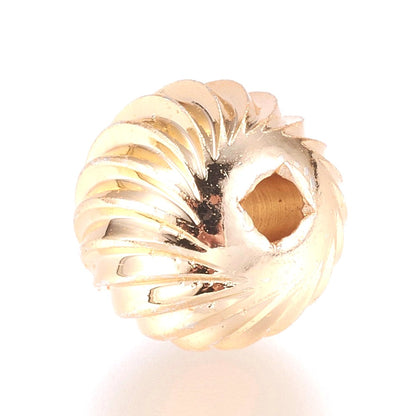 7mm Real 24K Gold Currogated Round Beads