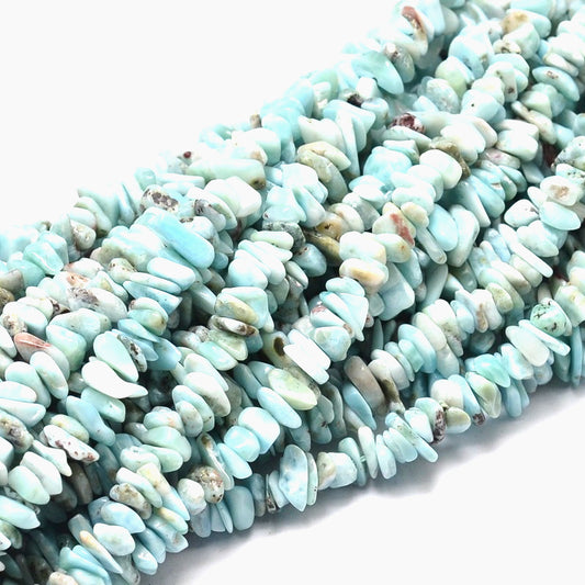 Natural Larimar Chip Beads Strand