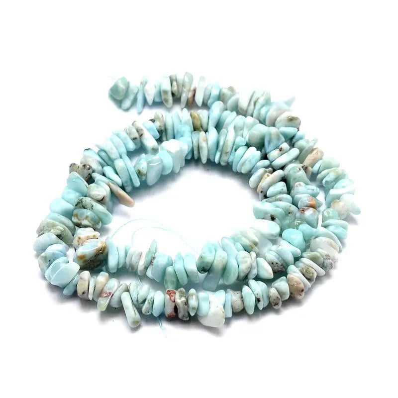 Natural Larimar Chip Beads Strand