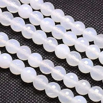 Natural White Faceted Agate Beads