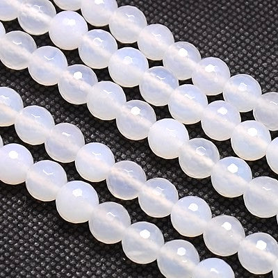 Natural White Faceted Agate Beads