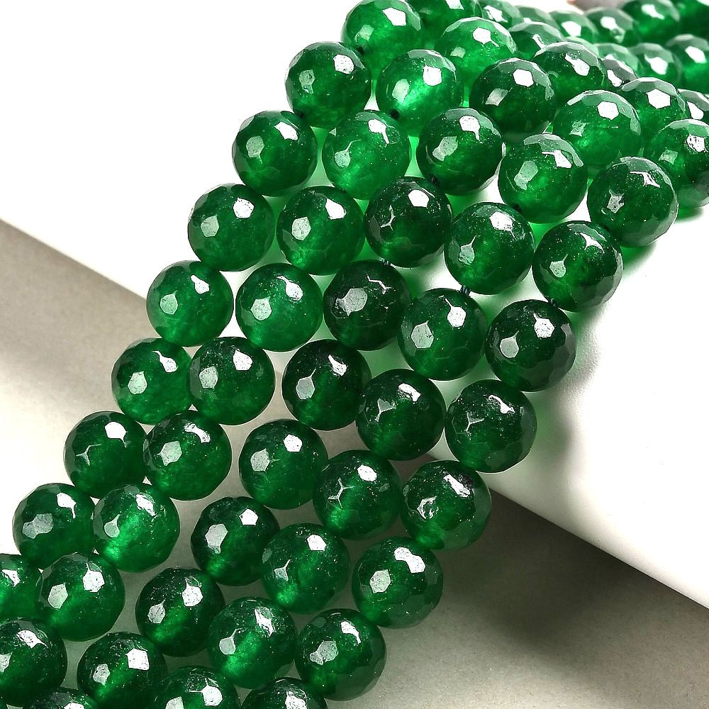 10mm Dark Green Natural Malaysia Faceted Jade