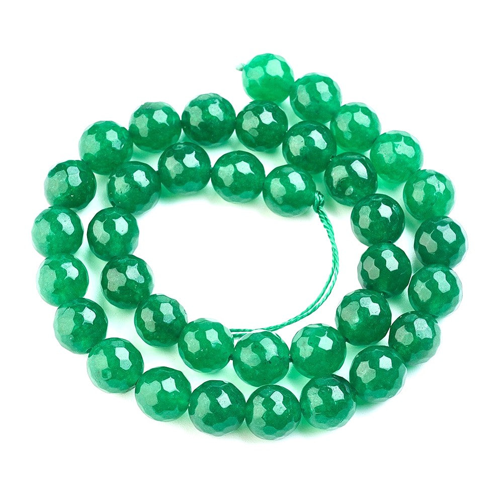 10mm Dark Green Natural Malaysia Faceted Jade