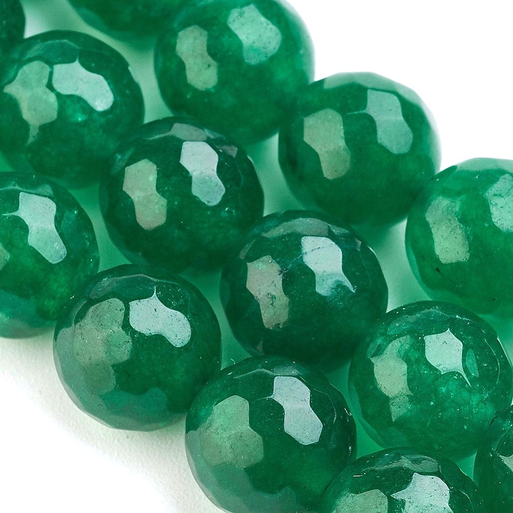 10mm Dark Green Natural Malaysia Faceted Jade