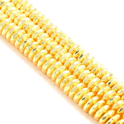 Gold Faceted Rondelle Non-Magnetic Synthetic Hematite, Grade AA Haute Girl Beads