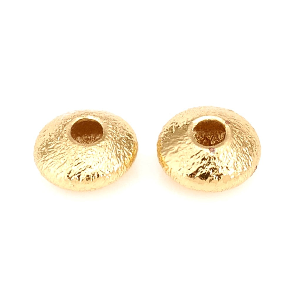 5mm Brass Gold Flat Round Textured Spacer Beads