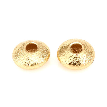 5mm Brass Gold Flat Round Textured Spacer Beads
