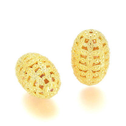 Oval Hollow Brass Beads, Non Tarnish