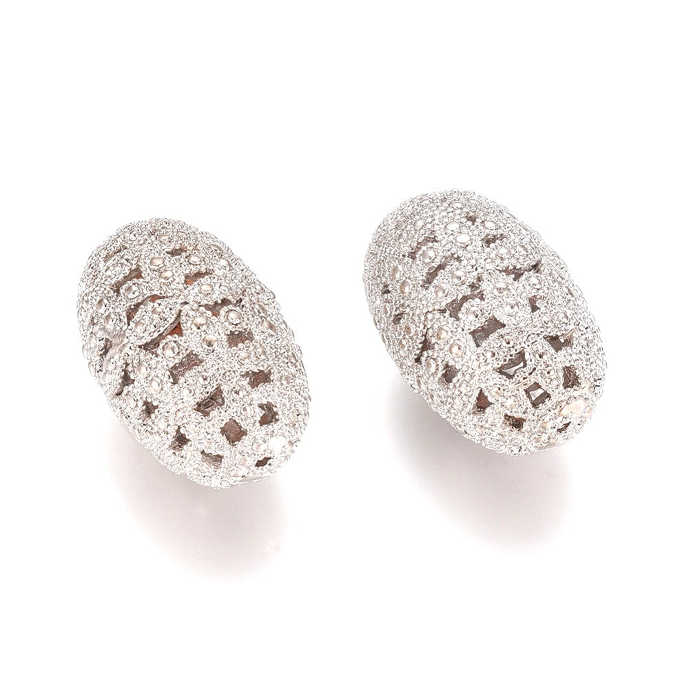 Oval Hollow Brass Beads, Non Tarnish