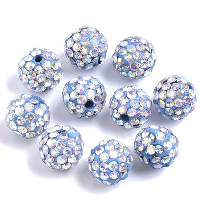 10mm Blue AB Rhinestones Polymer Clay Beads