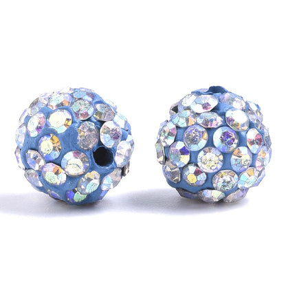 10mm Blue AB Rhinestones Polymer Clay Beads