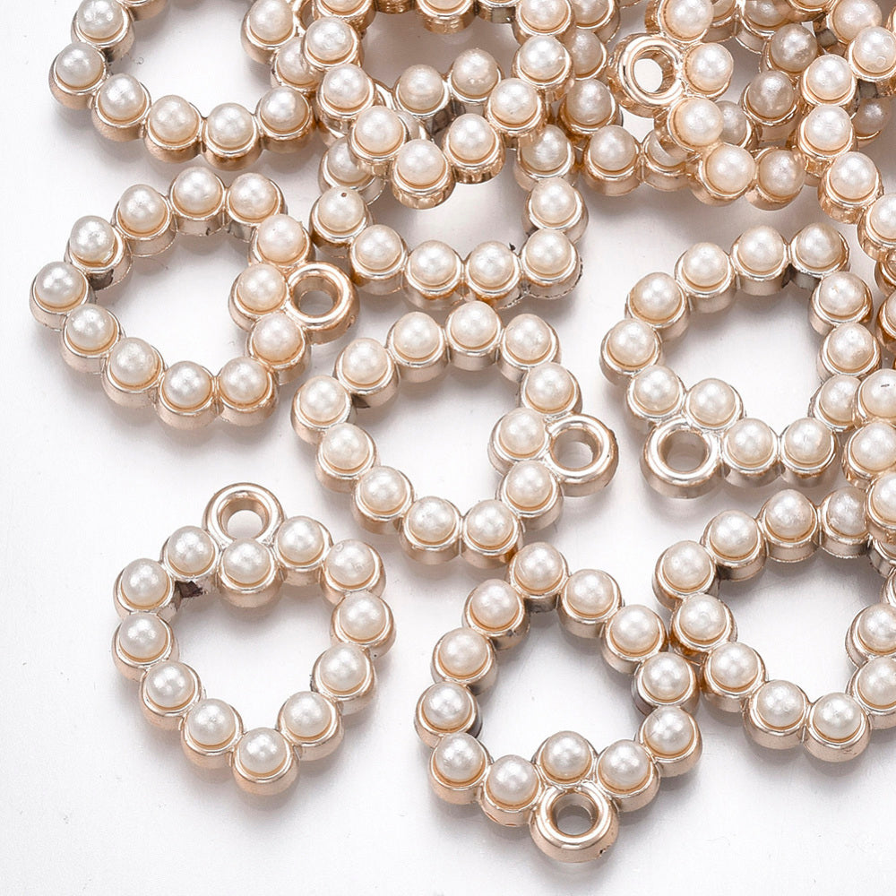 Light Gold, UV Plated Acrylic Pearl Heart Pendant