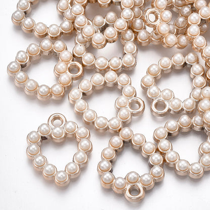 Light Gold, UV Plated Acrylic Pearl Heart Pendant