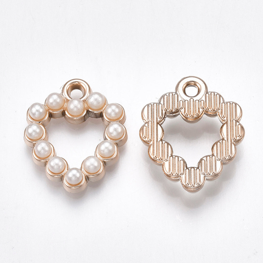 Light Gold, UV Plated Acrylic Pearl Heart Pendant