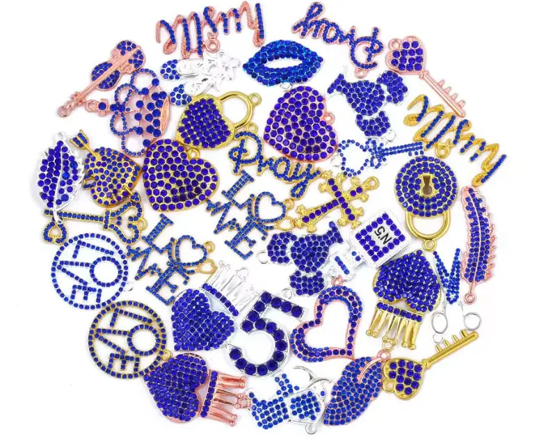 Blue Rhinestone Alloy Mixed Charms Haute Girl Beads