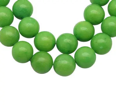 12mm Natural Mashan Jade Gemstones, Lime Green, Dyed, Round Haute Girl Beads