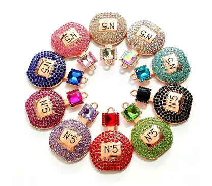 Alloy and Rhinestone Perfume Bottle Charms with Free Rhinestone Charm