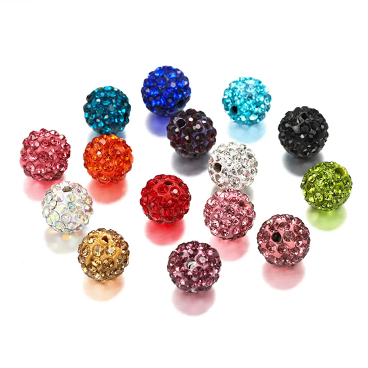 100pcs Mixed Pave Rhinestone Beads