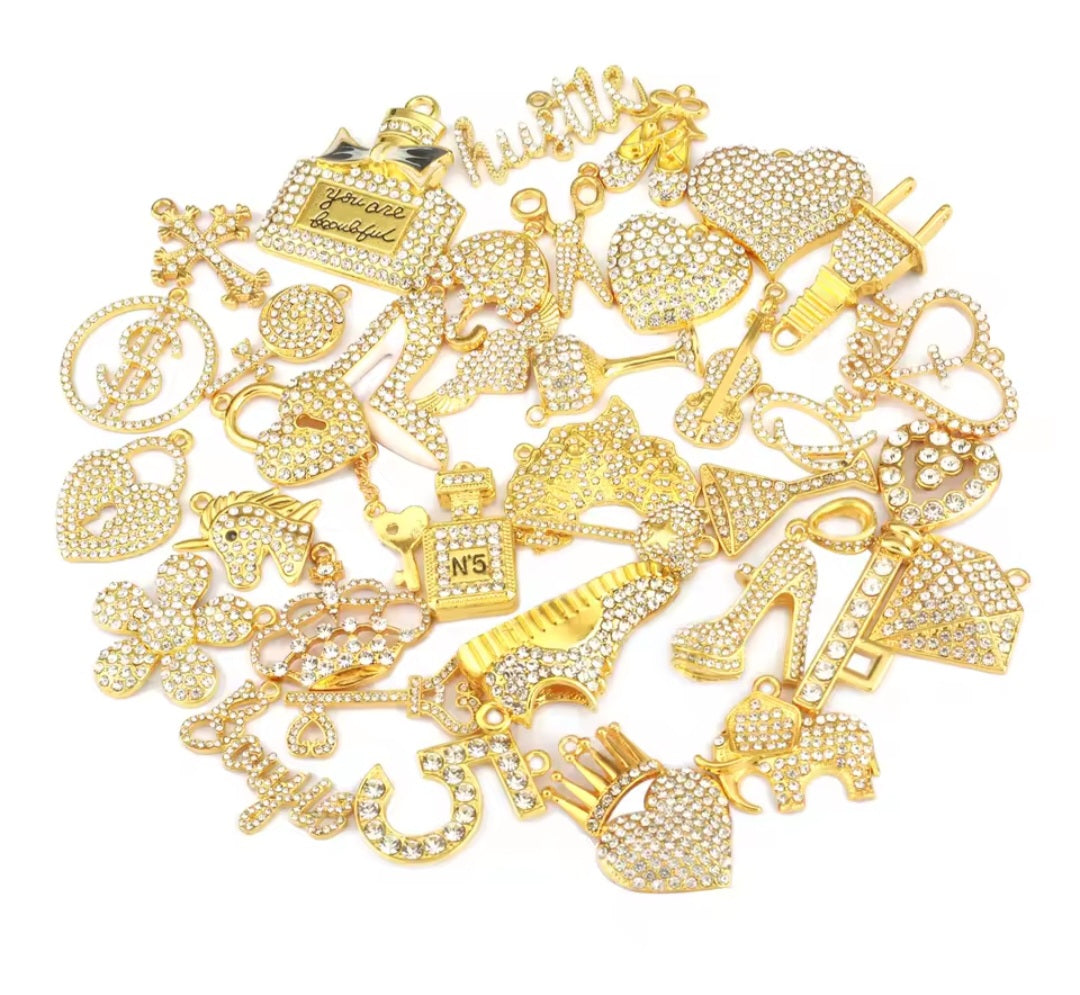 Rhinestone Alloy Mixed Charms