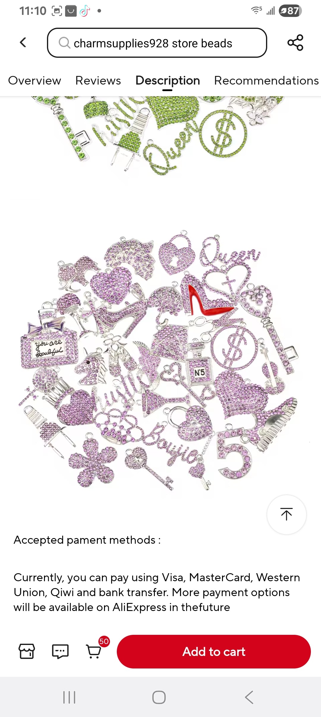 Rhinestone Alloy Mixed Charms