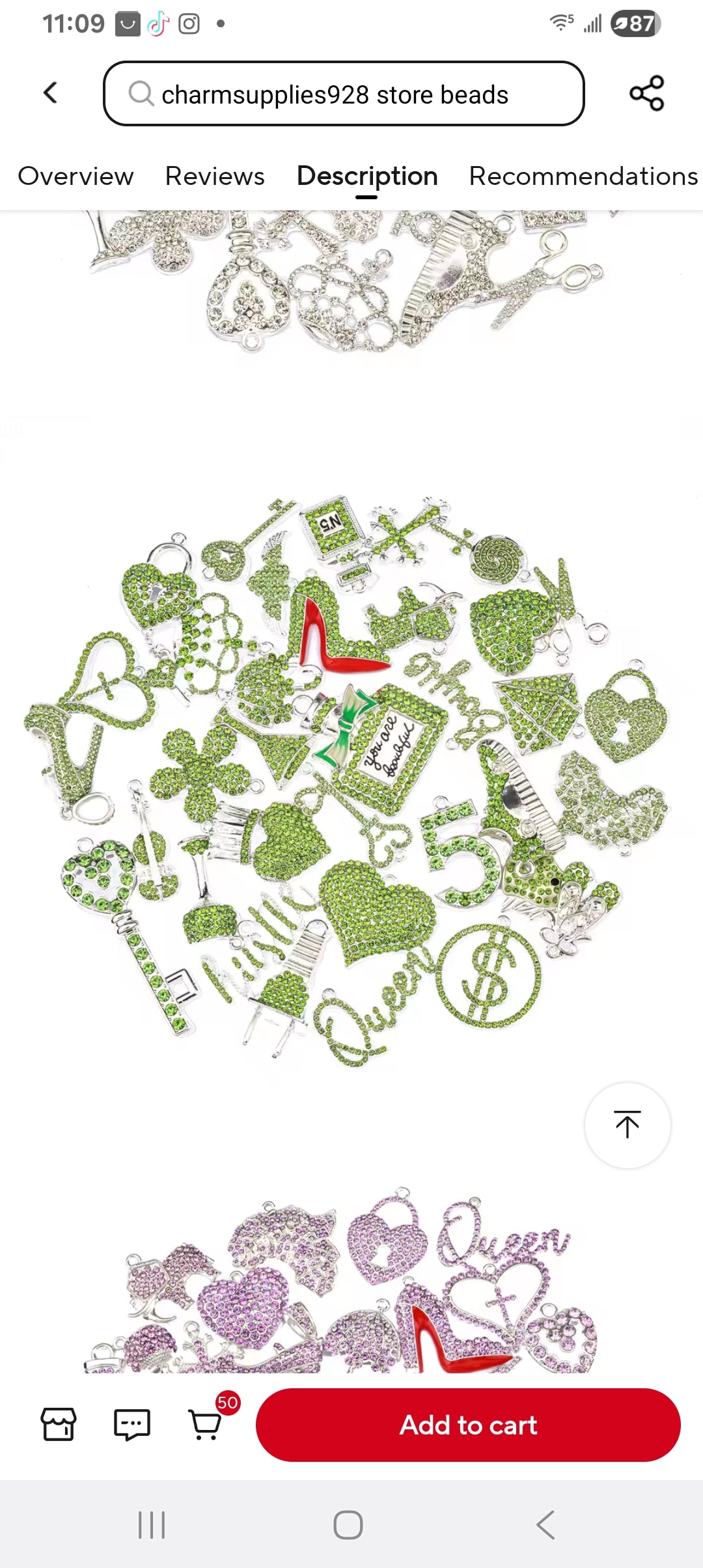 Rhinestone Alloy Mixed Charms